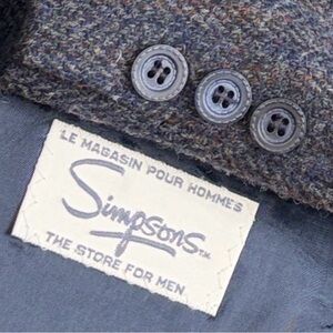 Vintage Tweed Sport Coat Men 42R Blue Gray Brown Wool Double Breast Blazer